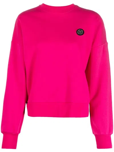 Plein Sport Appliqué-logo Cotton Sweatshirt In Pink