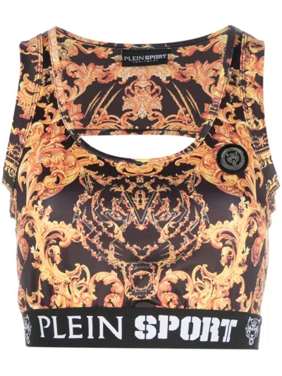 Plein Sport Baroque-print Cotton Tank Top In Black