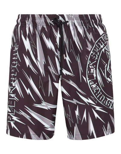 Plein Sport Lightning-print Swim Shorts In Multi