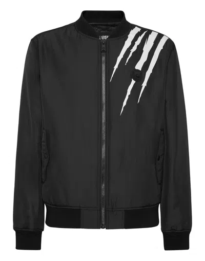 Plein Sport Scratch Bomber Jacket In Black