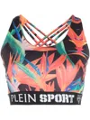 Plein Sport Botanical-print Jogging Bra In Black