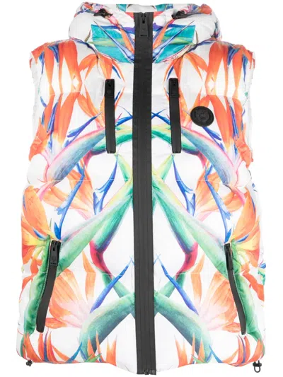 Plein Sport Nylon Puffer Gilet Flowers Women In Multi
