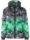 Plein Sport Camouflage-pattern Hooded Padded Jacket In Black