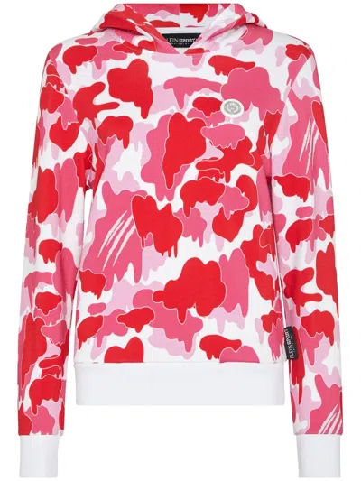Plein Sport Camouflage-print Hoodie In Pink