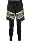 Plein Sport Camouflage-print Layered Legging In Black