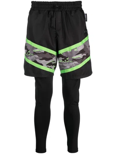 Plein Sport Camouflage-print Layered Legging In Black
