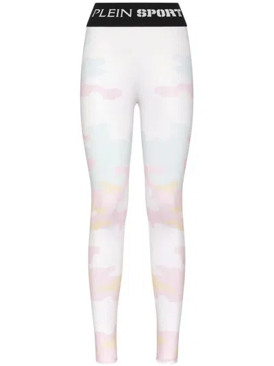 Plein Sport Camouflage-print Leggings In White