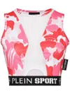 Plein Sport Camouflage-print Panelled Cropped Top In Pink