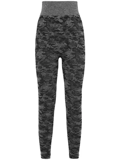 Plein Sport Camouflage-print Performance Leggings In Grey