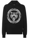 Plein Sport Carbon Tiger Cotton-blend Hoodie In Black