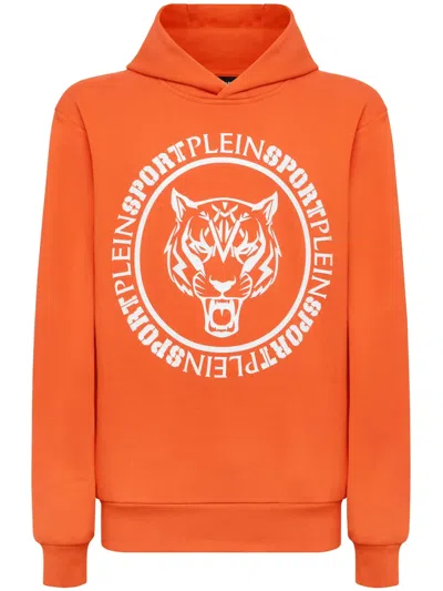 Plein Sport Carbon Tiger Cotton-blend Hoodie In Orange