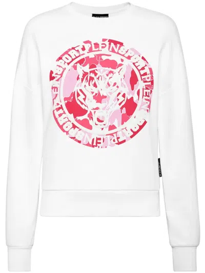 Plein Sport Carbon Tiger Cotton Sweatshirt In White