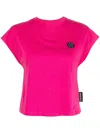 Plein Sport Chest Logo-patch Detail T-shirt In Pink