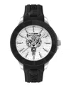 Plein Sport Mens City Rush 3 Hand Date Quartz Black Silicone Strap 45mm
