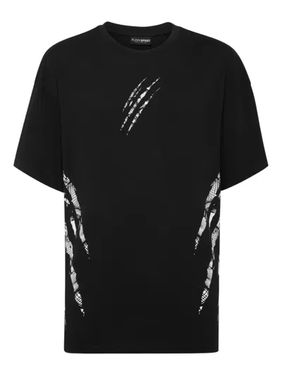 Plein Sport Claw-print Cotton T-shirt In Black
