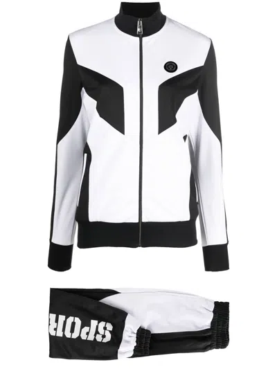 Plein Sport Colour-block Panelled Tracksuit Set In White