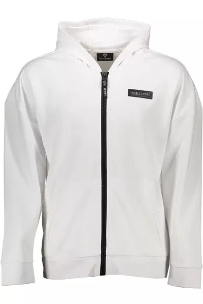 Plein Sport Contrast Detail Zip-up Hoodie With Men's Logo In White