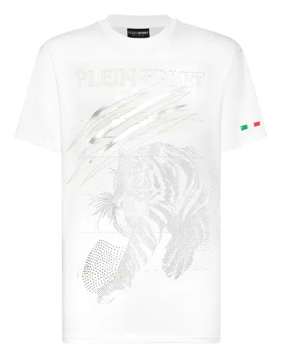 Plein Sport Cotton Dotted Lamina T-shirt Round Neck Ss Tiger