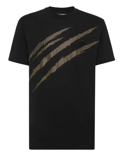 Plein Sport Cotton T-shirt Round Neck Ss Lamina Scratch