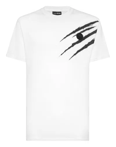 Plein Sport Cotton T-shirt Round Neck Ss Lamina Scratch In Multi