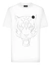 Plein Sport Cotton T-shirt Round Neck Ss Lamina Tiger In White