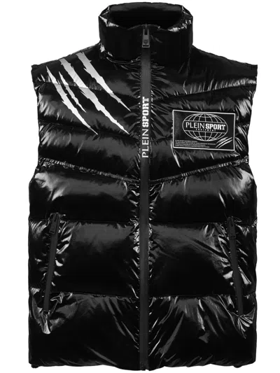Plein Sport Crease-effect Gilet In 黑色