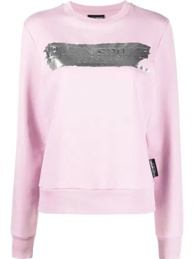 Plein Sport Crew-neck Logo-print Sweatshirt In Pink