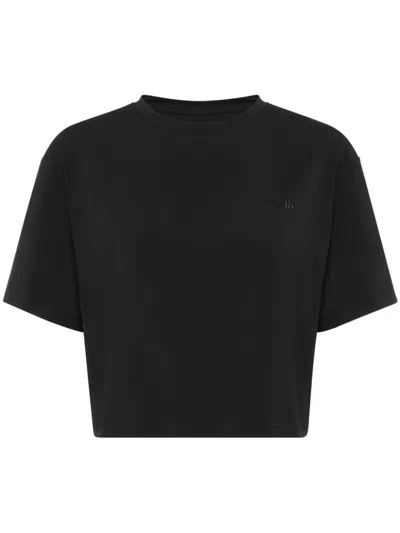 Plein Sport Cropped Crew-neck T-shirt In Black