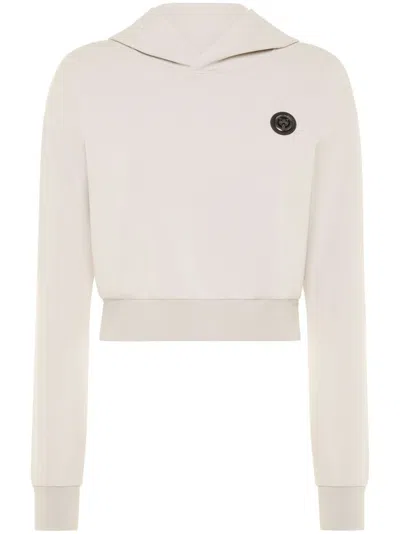Plein Sport Cropped Hoodie Sweatshirt Women In Gray
