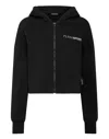 Plein Sport Cropped Hoodie Sweatjacket Scratch In Black