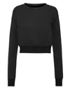 Plein Sport Logo-embroidered Cropped Sweatshirt In Black