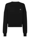 Plein Sport Cropped Round-neck Sweatshirt In Black