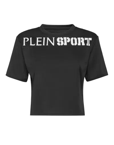 PLEIN SPORT CROPPED T-SHIRT ROUND NECK SS