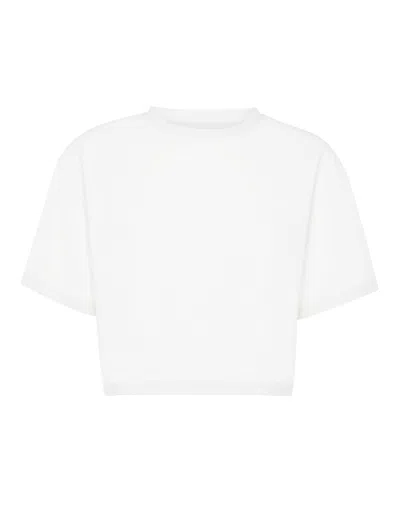Plein Sport Cropped T-shirt Round Neck Ss In White