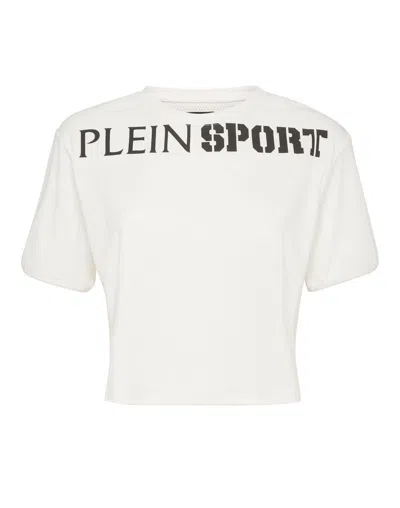 Plein Sport Cropped T-shirt Round Neck Ss In White
