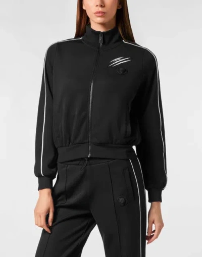 Plein Sport Cropped Tracksuit Jacket Women In Black