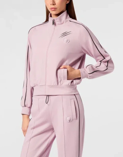 Plein Sport Cropped Tracksuit Jacket Women In Pink