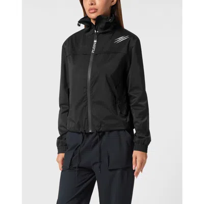 Plein Sport Cropped Windbreaker Ls Scratch Women In Black