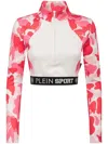 Plein Sport Cropped Zip-up Sweatshirt In White