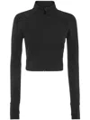 Plein Sport Cropped Zipped Performance Sweatshirt In Black