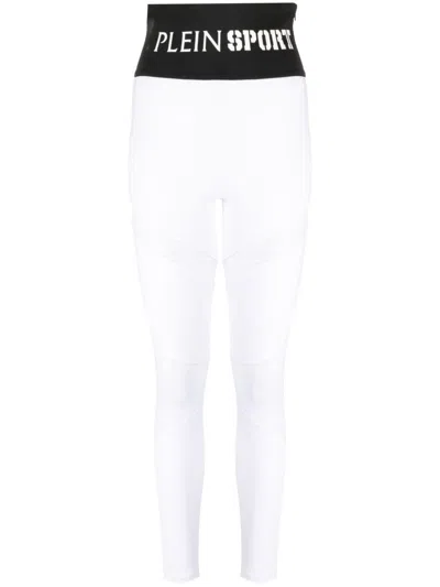 Plein Sport High-waist-leggings Mit Logo In White
