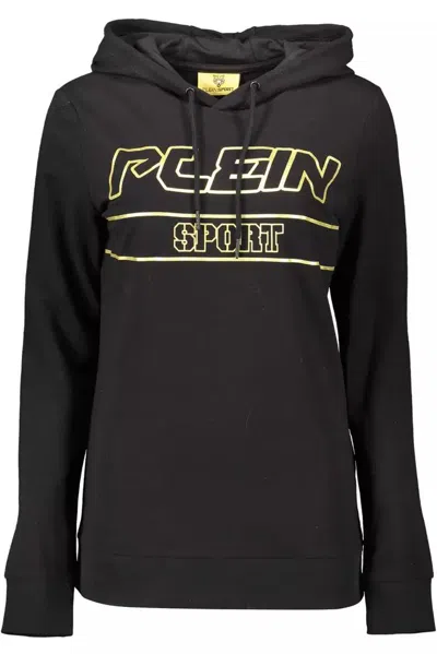 Plein Sport Elegant Hooded Sweatshirt With Contrasting Details In Black
