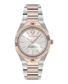 Plein Sport Elegant Two-tone Bracelet Watch With Silver Sunray Dial In Metallic