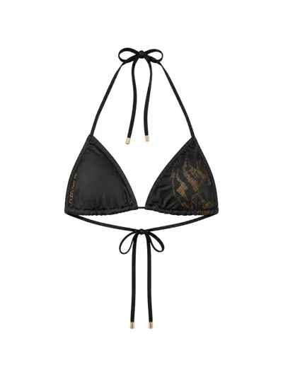 Plein Sport Embellished Triangle Bikini Top In Black