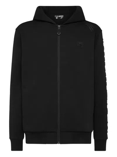 Plein Sport Embossed Hoodie Sweatjacket Men In Black