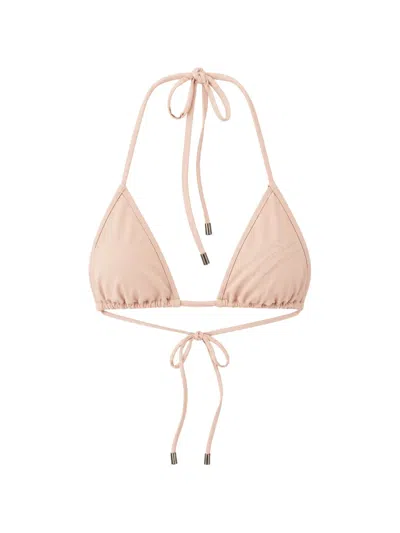 Plein Sport Embroidered Triangle Bikini Top In Neutral