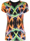 Plein Sport Floral-print Short-sleeved Cotton T-shirt In Black