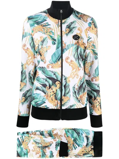 Plein Sport Floral-print Track Pants In Green