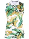 Plein Sport Floral Sleeveless Polo Shirt In Green