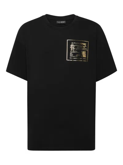 Plein Sport Gold-detail Cotton T-shirt In Black